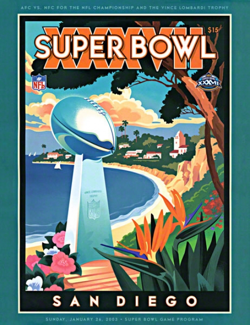 Canvas 22 X 30 Super Bowl Xxxvii Program Print  Details: 2003, Buccaneers Vs Raidesr