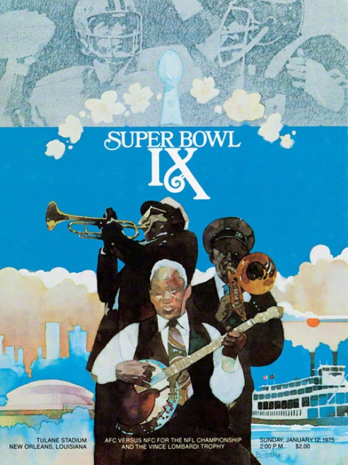 Canvas 36 X 48 Super Bowl Ix Program Print  Details: 1975, Steelers Vs Vikings