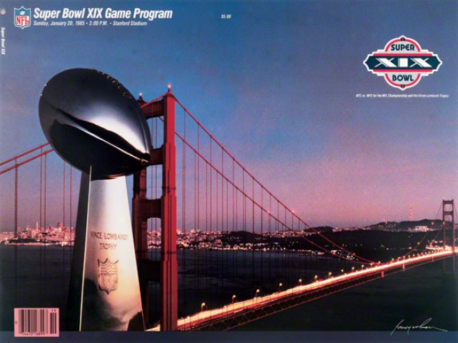 Canvas 36 X 48 Super Bowl Xix Program Print  Details: 1985, 49ers Vs Dolphins