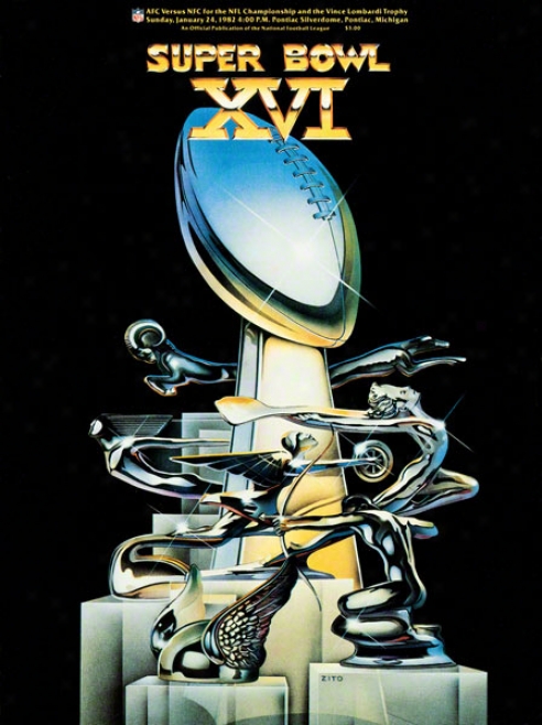 Canvas 36 X 84 Syper Bowl Xvi Program Print  Details: 1982, 49ers Vs Bengals