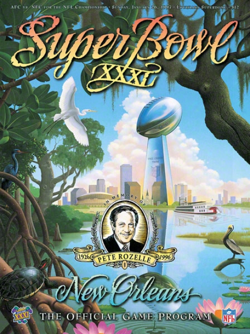 Canvas 36 X 48 Super Bowl Xxxi Program Print  Details: 1997, Packers Vs Patriots