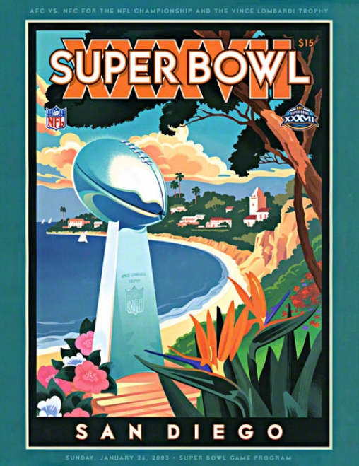 Canvas 36 X 48 Super Bowl Xxxvii Program Calico  Details: 2003, Buccaneers Vs Raiders