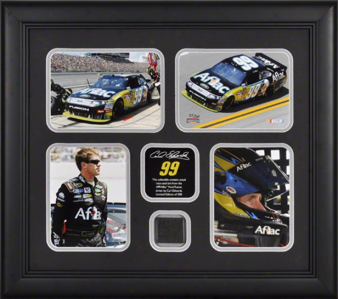 Carl Edwards Framed Photographs  Details: 4 â€␜ 4x6 Photographs, 2010 Race Used Fatigue, Limited Issue  Of 500