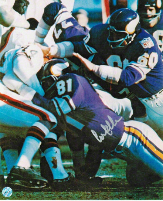 Carl Eller Minnesota Vikings Autographed 8x10 Photo Tackling Leroy Kelly