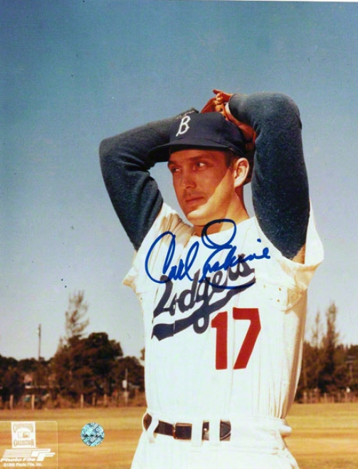 Carl Erskine Brooklyn Dodgers Autographed 8x10 Photo Wind Up