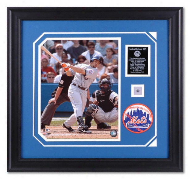 Carlos Beltran Recent York Mets Framed 11x14 Photograph With Game Used Jersey Piece