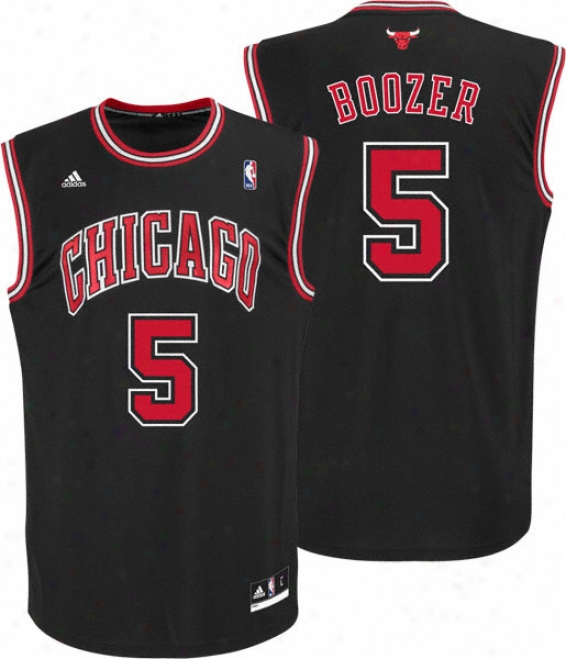 Carlos Boozer Jersey: Adidas Revolution 30 Black Replica #5 Chicago Bulls Jersey