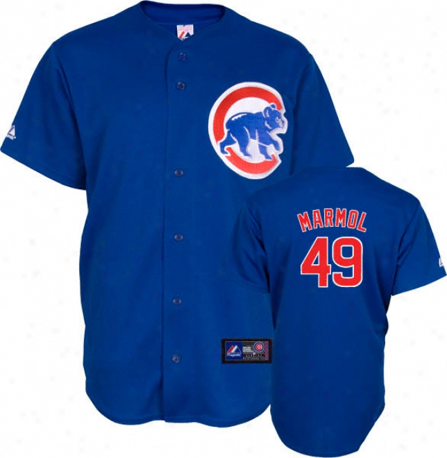 Carlos Marmol Jersey: Adult Majestic Alternate Blue Autograph copy #49 Chicago Cubs Jersey