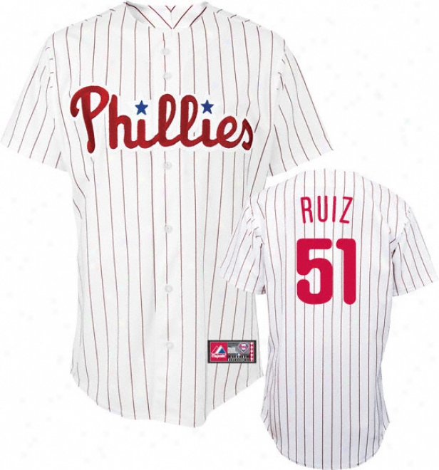 Carlos Ruiz Jersey: Adult Majestic Home Pinstripe Replica #51 Philadelphia Phiilies Jersey