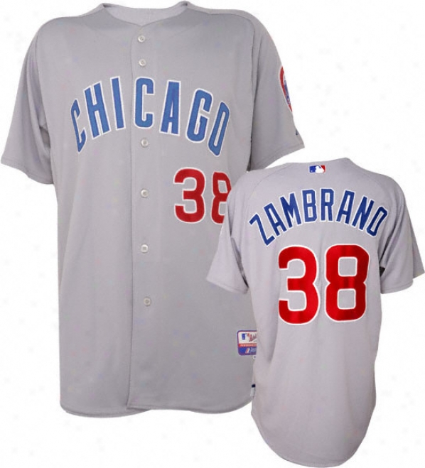 Carlos Zambrano Majesti cRoad Authentic Onfield Cool Base Chicago Cubs Jersey