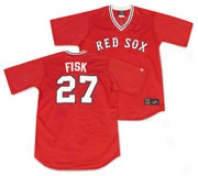 Carlton Fisk Majestic Throeback Replica Boston Red Sox Jersey