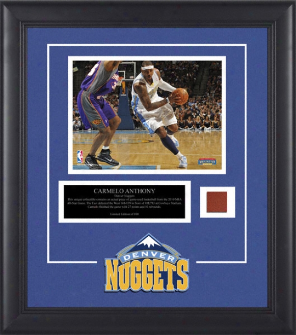 Carmelo Anthony Denver Nuggets Framed 8x10 Photograph With Game Used 2010 All Star Game Basketball Piece And Descriptive Plate