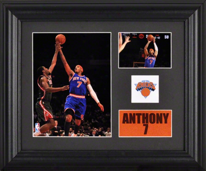 Carelo Anthony Framed 2- Photograph Collage  Particulars: New York Knicks, T3am Logo