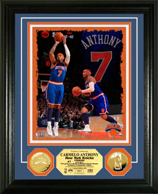 Carmelo Anhony New York Knicks 24kt Gold Coin Photo Mint