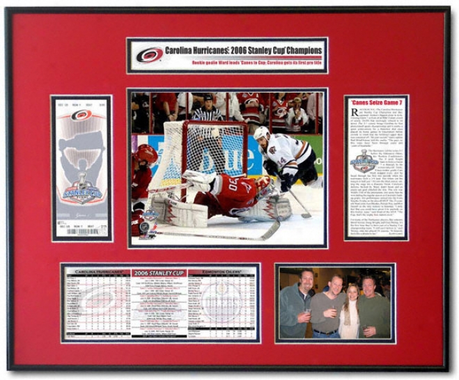 Carolina Hurricanes - Mvp Cam Ward - 2006 Sanley Cup Ticket Frame