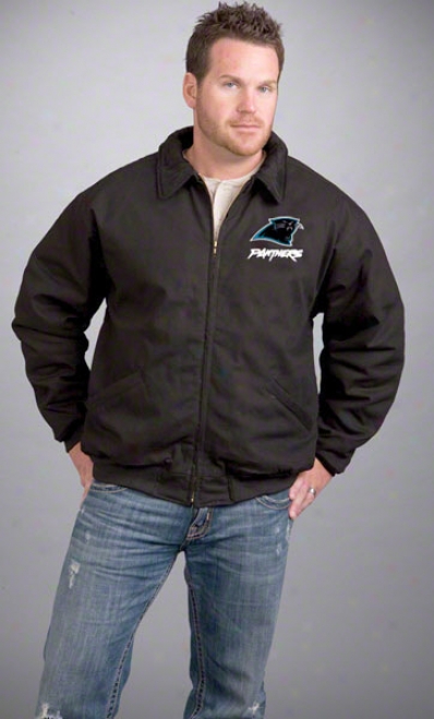 Carolina Panthers Jerkin: Black Reebok Saginaw Jacket