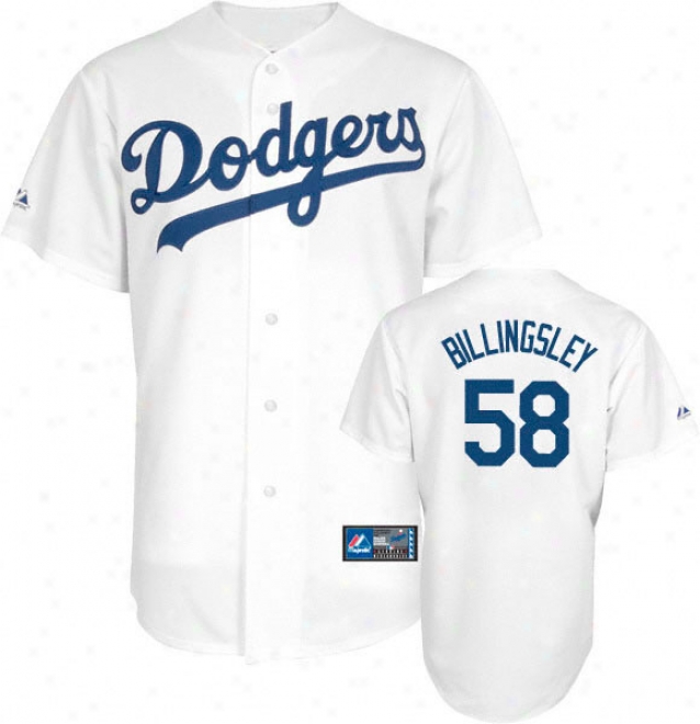 Chad Billingsley Jersey::A dult Majestic Home White Replica #58 Los Angeles Dodgers Jersey