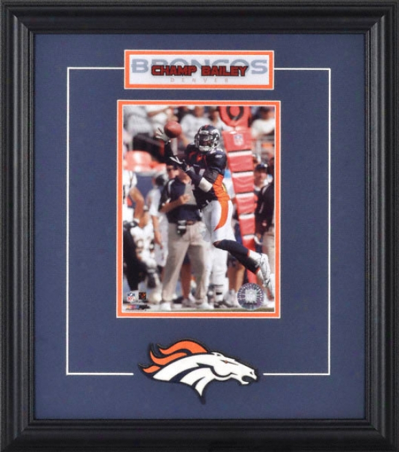 Champ Bailey Framed 6x8 Photograph With Team Logo & Plate