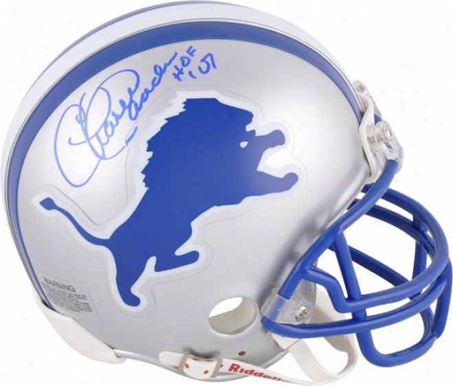 Charlie Sanders Autographed Mini Helmet  Particulars: Detroit Lions, Hof'07 Inscription