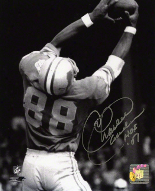 Charlie Sanders Autographed Photograph  Details: Detroit Lions, 8x10, Hof'07 Inscription