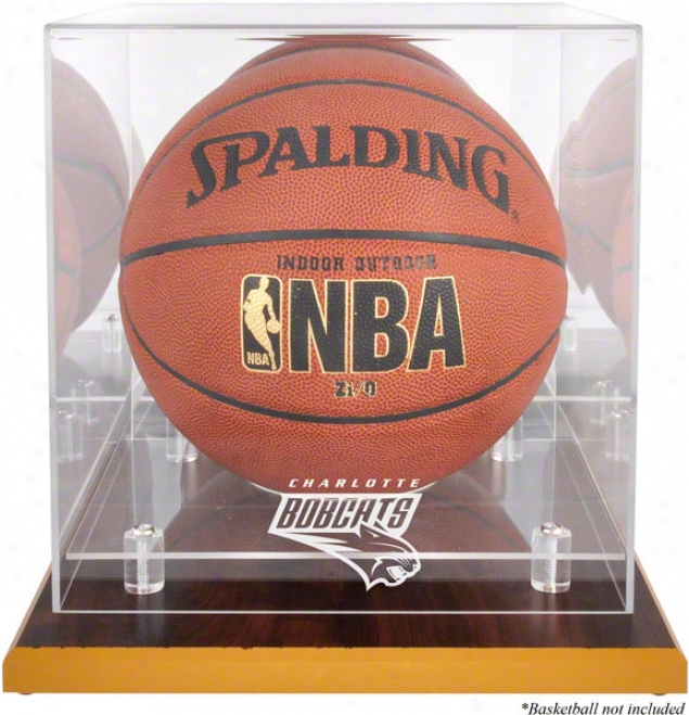 Charlotte Bobcats Woodbase Logo Basketball Display Case And Mirror Back