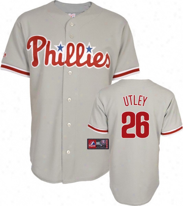 Chase Utley Jersey: Adult Majestic Road Grey Replica #26 Philadelphia Phillies Jersey