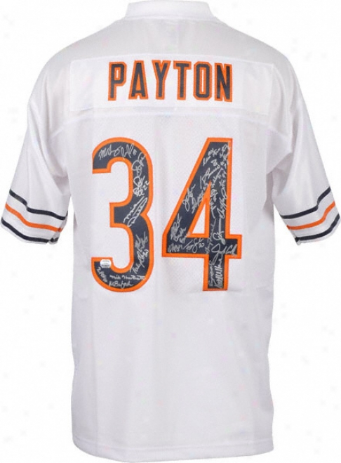 Chicago Bears 1985 Team Signed Jersey  Details: Walter Payton, White Reebok Premier