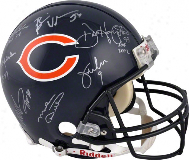 Chicago Bears Autograpged Pro-line Helmet  Details: Seven Signatures, Authentic Riddell Helmet