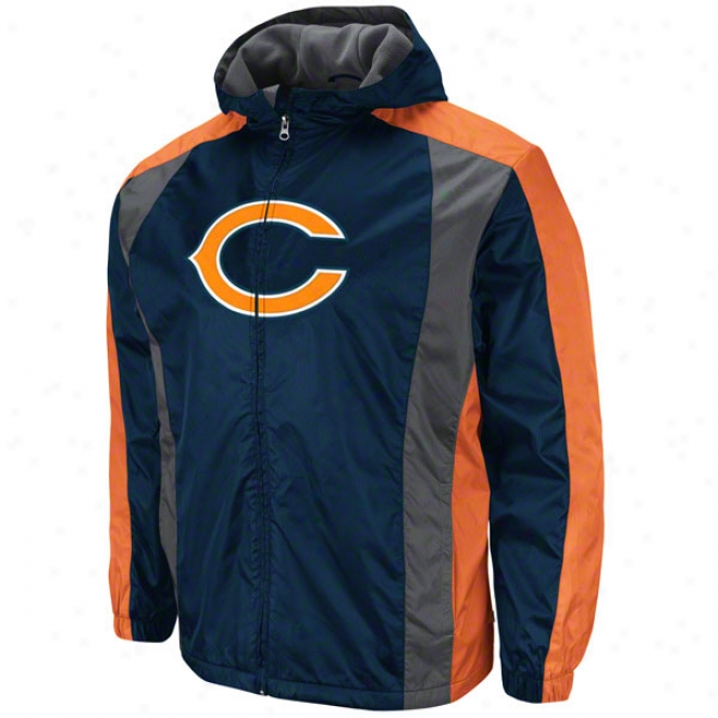 Chicago Bears Endzone Rush Ii Navy Midweight Full-zip Jacket