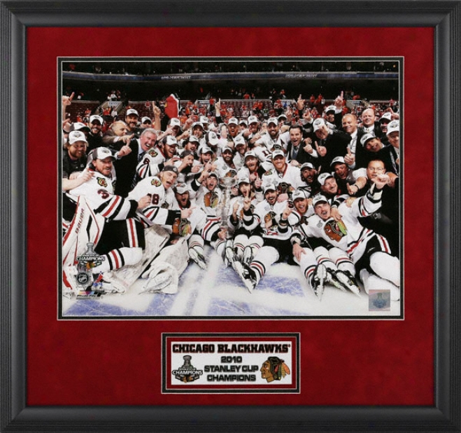 Chicago Blackhawks 2010 Stanley Cu pChampionship - Team Celebration - Framed Unsigned 16x20 Photograph