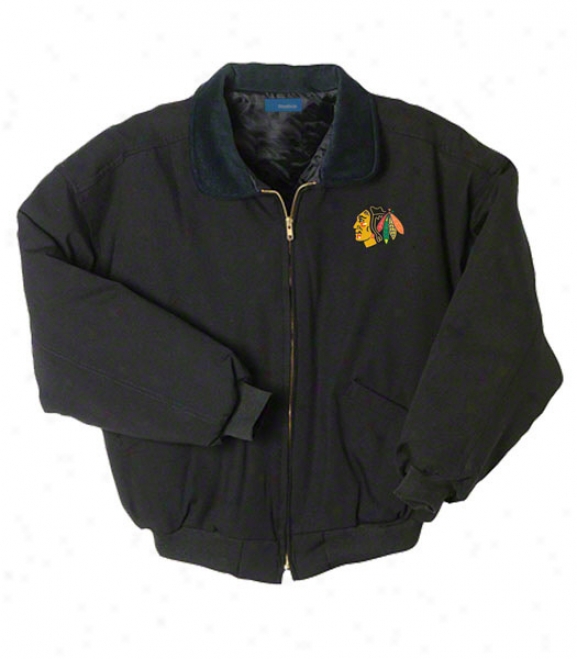 Chicago Blackhawks Jacket: Black Reebok Saginaw Jacket