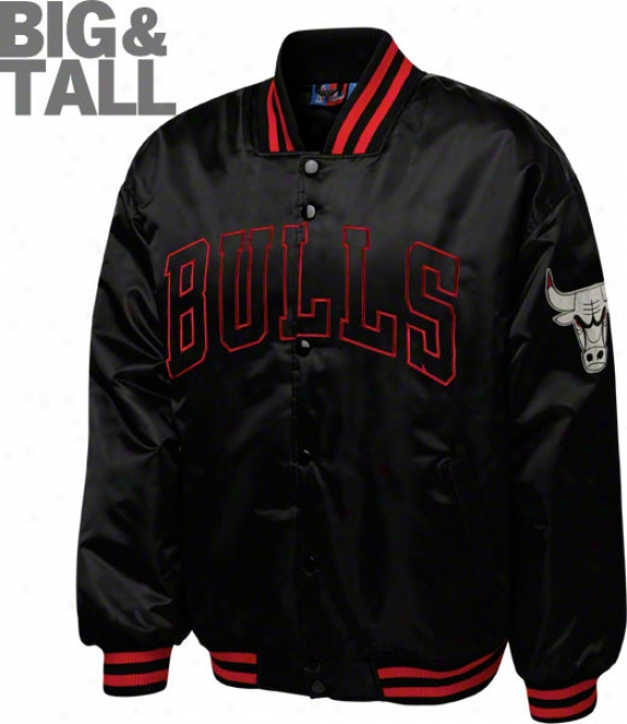 Chicago Bulls Big & Tall Black On Negro Satin Jacket