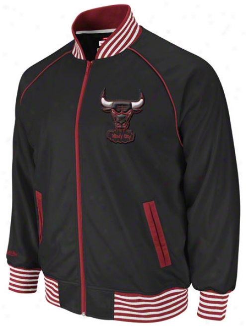 Chicago Bulls Black Mitchell & Ness Downtown Track Jacket