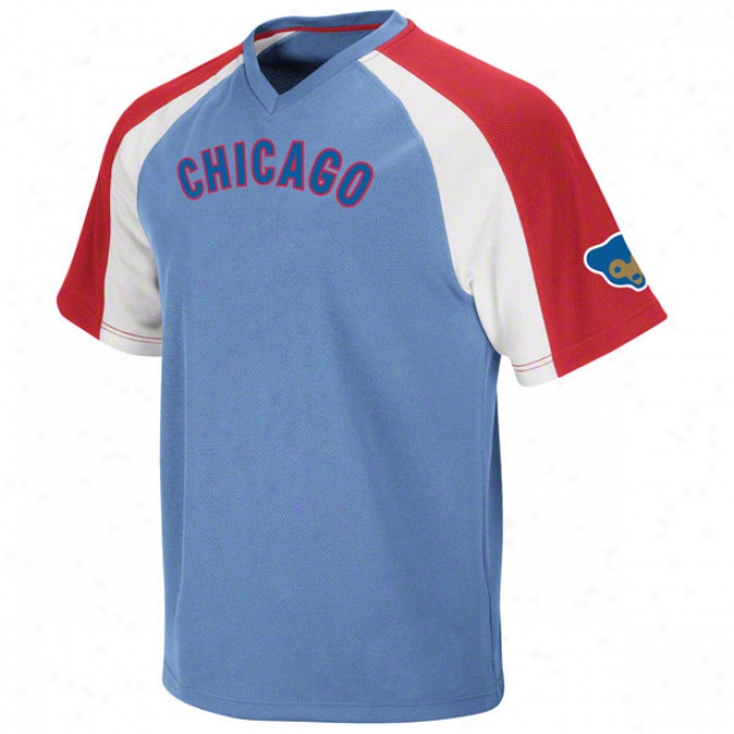 Chicago Cubs Cooperstown Light Blue Crusader V-neck Jersey