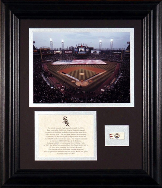 Chicago White Sox Framed 6x8 Stadium Photo With Game Used Baseball And Descriptive Plate