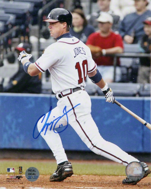Chipper Jones Atlanta Braves - HomeW hite Jersey - 8x10 Autographed Photograph