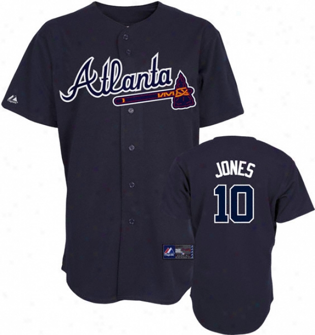 Chipper Jones Jersey: Adult Majestic Alternate Navy Replica #10 Atlanta Braves Jersey