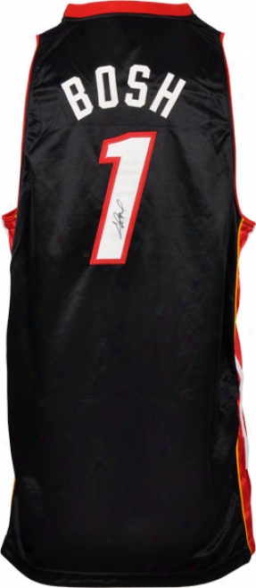 Chris Bosh Autographed Jersey  Details: Miami Heat, Black Adidas Authentic