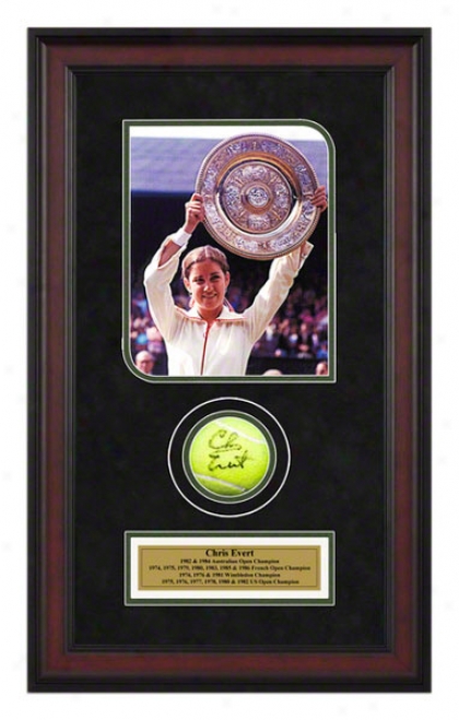 Chris Evert Framed Autographed Tennis Ball With Photo