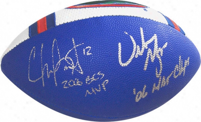 Chris Leak And Urban Meyer Dual Autographed Football With 2006 Bcs Mvp And 2006 Champs Inscriptions