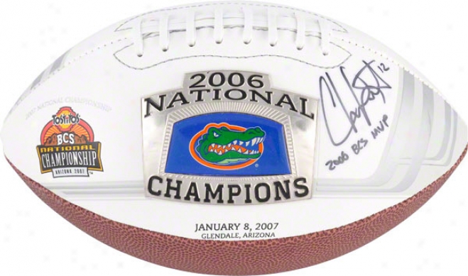 Chris Leak Aitographed Football  Details: Florida Gators, '06 National Champs Logo Pro Ball, With &quot2006 Bcs Mvp&quot Inscription