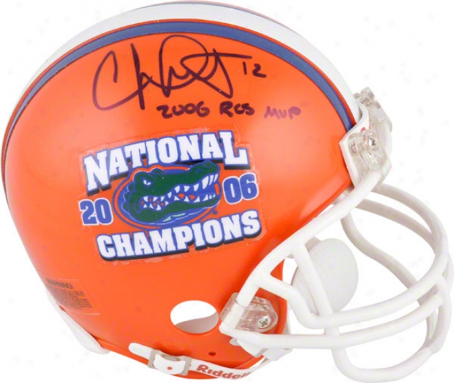 Chris Leak Aut0graphed Mini Helmet  Details: Florida Gators, 2006 National Champs Logo, With &quot2006 Bcs Mvp&quot Inscription