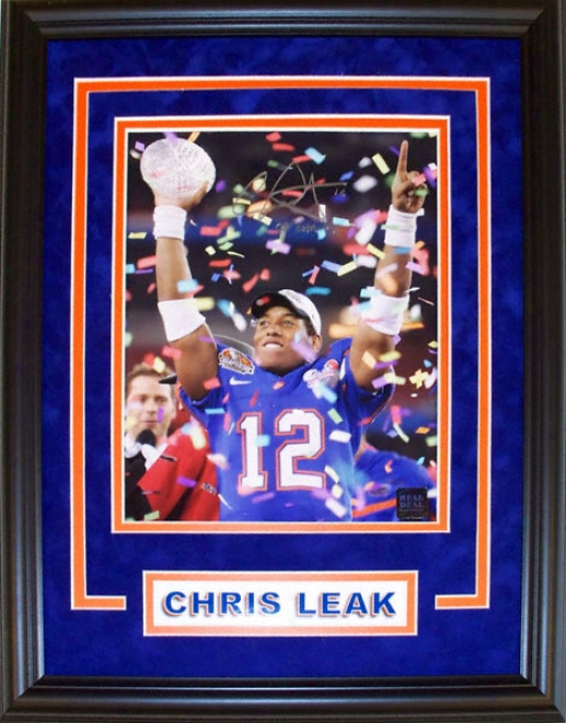 Chris Leak Florida Gator - National Championship Trophy - Custom Framed Autographed 8x10 Photograph Through  06 Champs Inscription