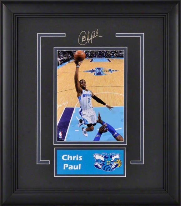 Chris Paul New Orleans Hornets Framed 6x8 Photograph With Facsimile Signature And Plate