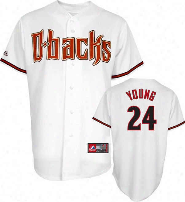 Chris Young Jersey: Adult Majestic Home White Replica #24 Arizona Diamondbacks Jersey