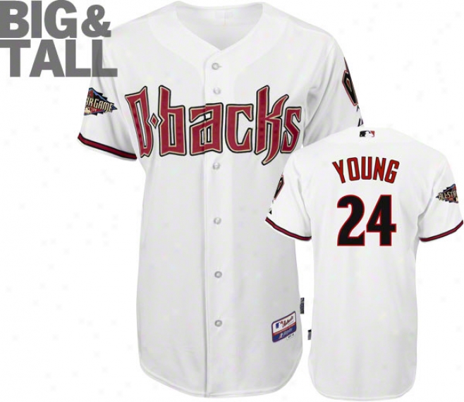 Chris Young Jersey: Arizona Diamondbacks #24 Big & Tall Home White Authentic Indifferent Base␞ On-field Jersey With 2011 All-star Game Patch