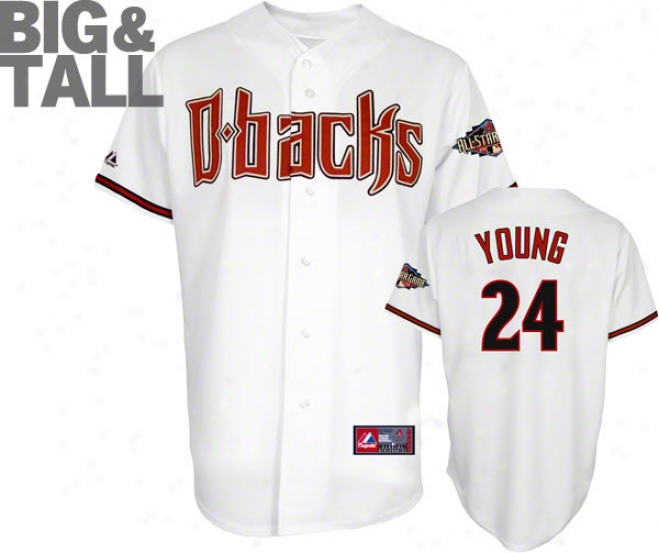 Chris Young Jersey: Arizona Diamondbacks #24 Big & Tall Home White Replica Jersey With 2011 All-star Game Patch