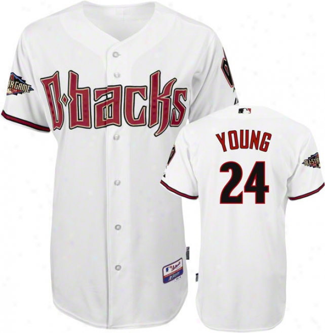 Chris Y0ung Jedsey: Arizona Diamondbacks #24 Home White Authebttic Cool Base␞ On-field Jersey With 2011 All-star Game Patch