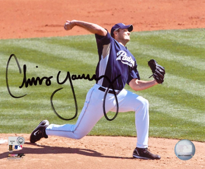 Chris Young San Diego Padres -W ind Up Purple - Autographed 8x10 Photograph