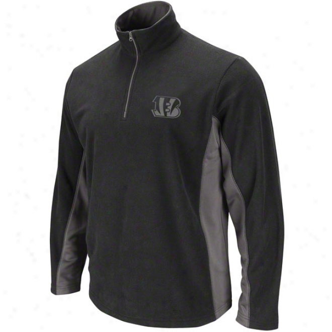 Cincinnati Bengals Black Fade Route Ii 1/4 Zip Pullover Micro Chiller Fleece Jacket